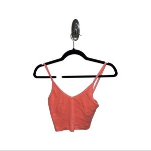 Orange Ribbed Cropped Tank Top